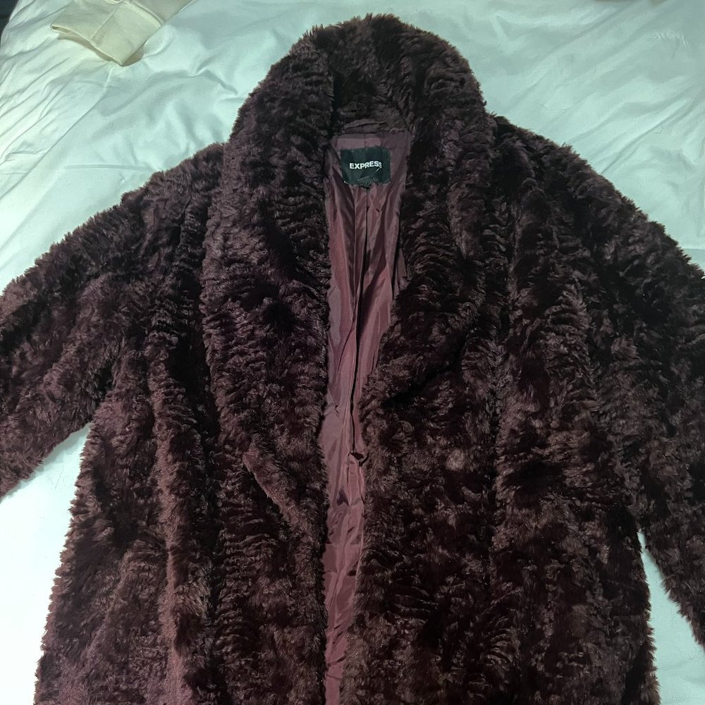 Great festival purple fur coat